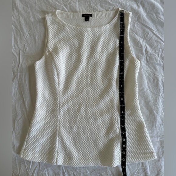 Ann Taylor Textured Jacquard Peplum Top - White Small - Picture 4 of 6